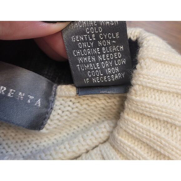 🧶 VTG Luxury Oscar de la Renta Sweater – Mens L – Plaid Cable Knit –Grandpacore - Picture 7 of 7